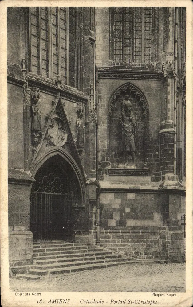 Amiens — Cathédrale — Portail Saint-Christophe (éditeur : Plaques Supra, n° 18) - Frente