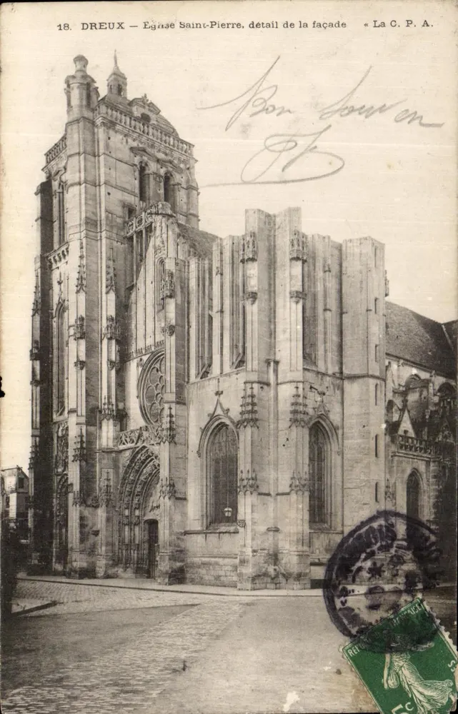Dreux — Kirche Saint-Pierre, Detail der Fassade — Antike Ansichtskarte n°18 - Vorderseite