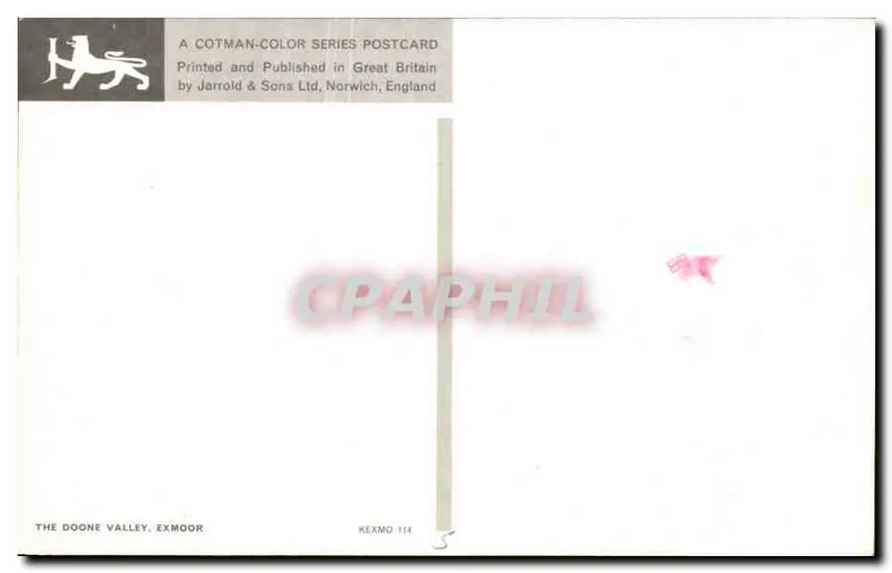 O Vale de Doone — Exmoor — Cotman-Color Series, n° KEXMO 114 - Verso