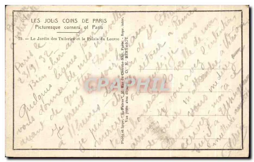 Der Tuileries-Garten und das Louvre-Museum — Les Jolis Coins de Paris, n°79 — Verlag Patras - Rückseite