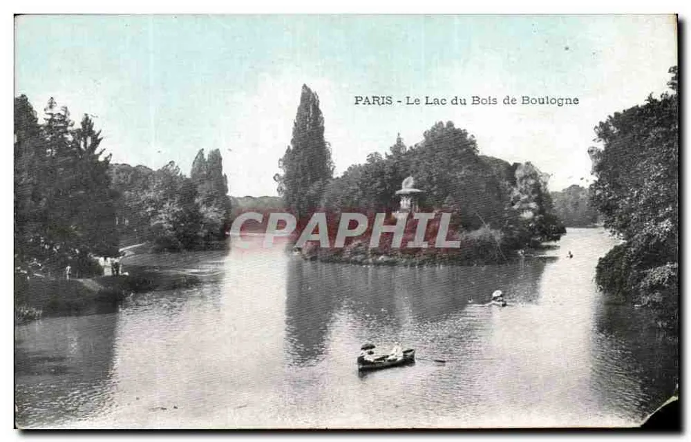 PARIS - See des Bois de Boulogne — Ansicht des Sees mit Boot — unbekannter Verleger - Vorderseite