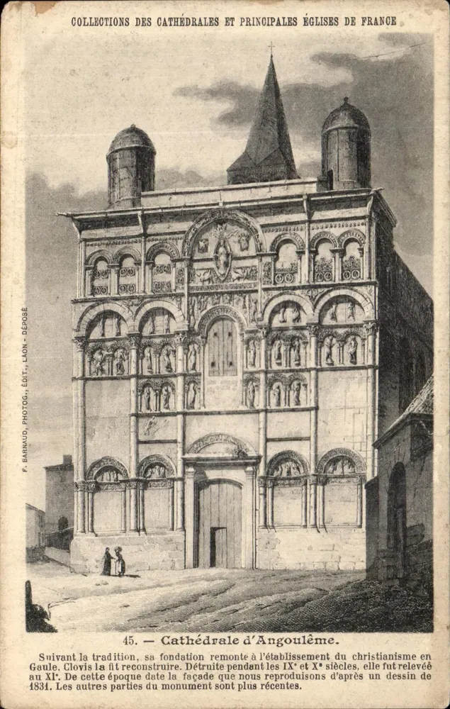 Cathédrale d'Angoulême — façade romane — F. Barnaud, Photographe, Éditeur, Laon - Frente