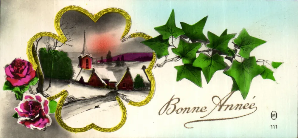 Schneeviertel — Winterlandschaft mit Kirche — Verleger M. Nr. 111 - Vorderseite