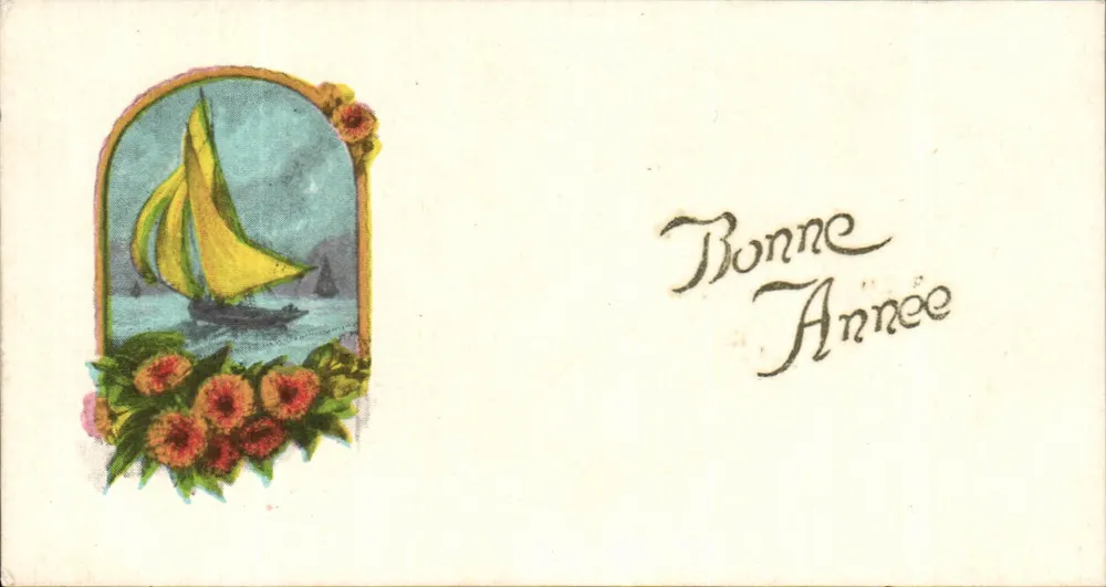 Segelboot — Blumen — Grußkarte - Vorderseite