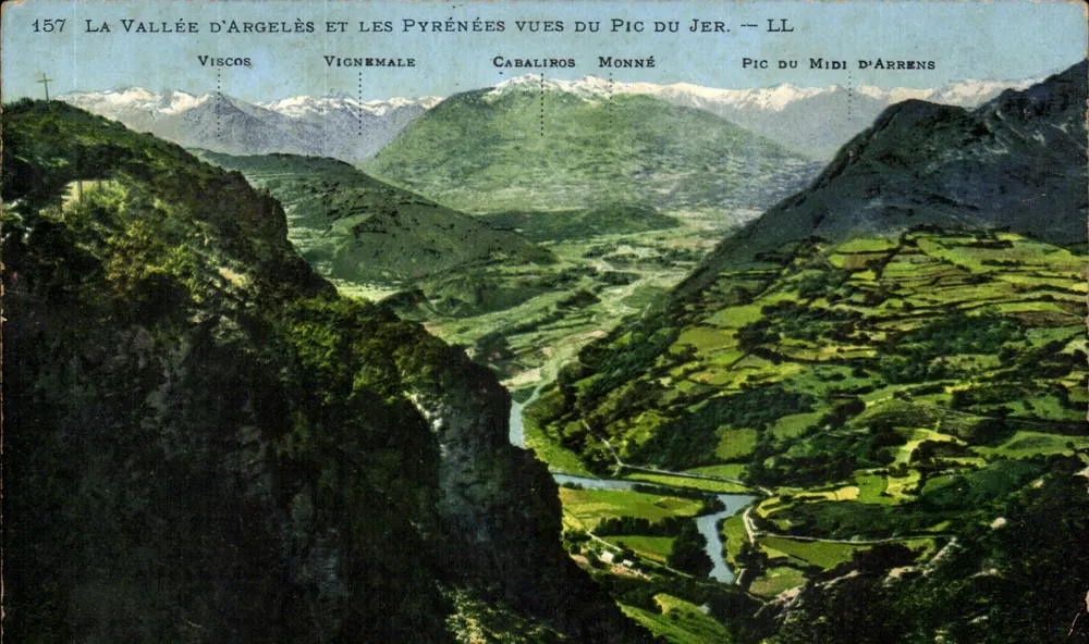 Tal von Argelès und die Pyrenäen vom Pic du Jer aus gesehen — LL - Vorderseite
