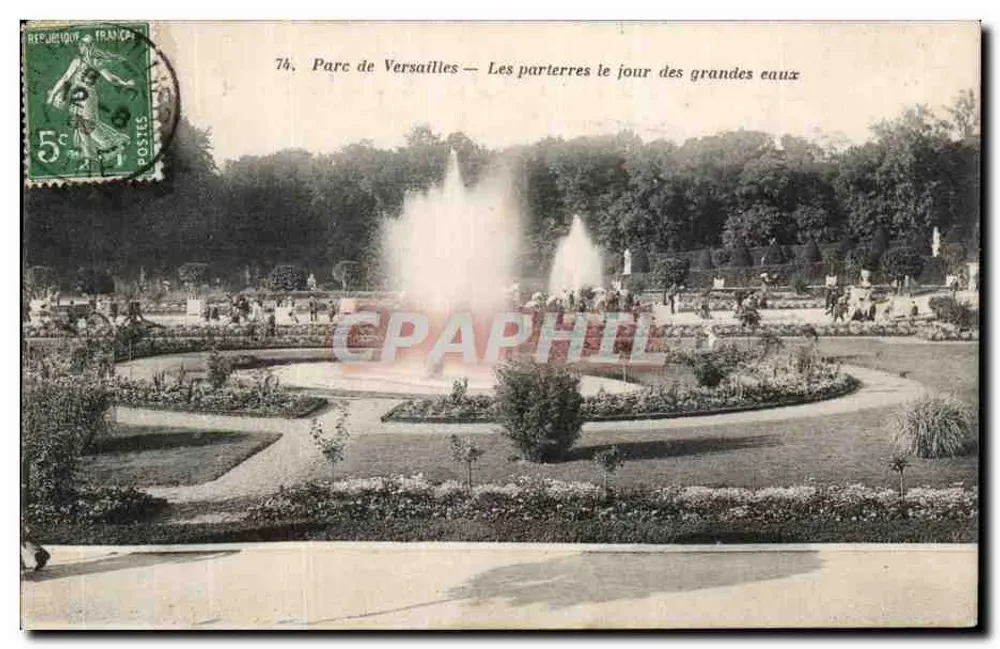 Park von Versailles — Die Parterres an dem Tag der großen Wasser — Héliotypie Bourdier et Faucheux - Vorderseite