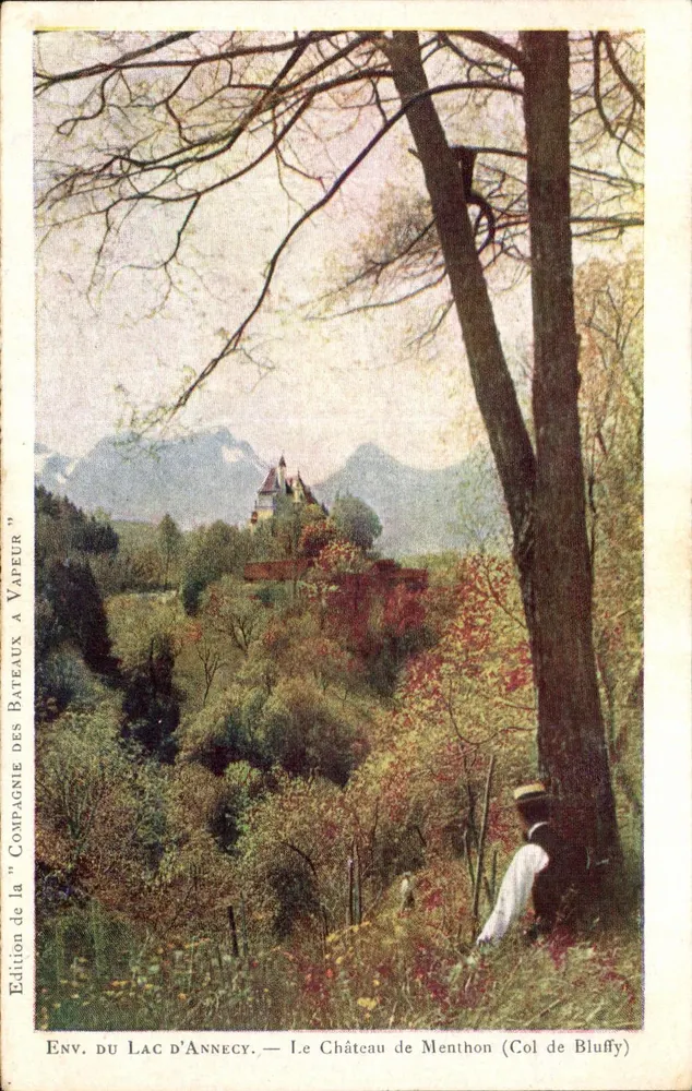 Ambiente do Lago d'Annecy — O Castelo de Mentthon (Col de Bluffy) — Edição da Companhia do Lago d'Annecy - Frente