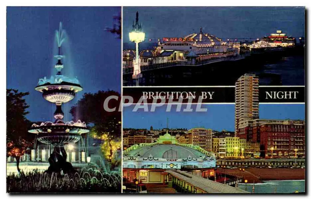 Brighton à Noite — vista da fonte e do Palace Pier — Publicado por D. Constance Limited - Frente