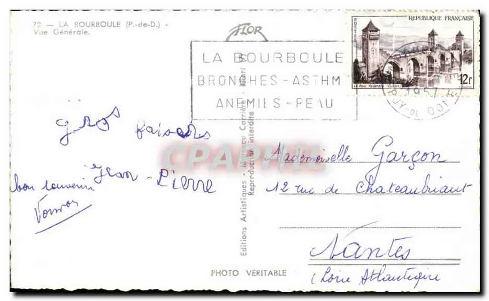 Allgemeiner Blick auf La Bourboule — Berge im Hintergrund — Éditions Artistiques VERITABLE - Rückseite