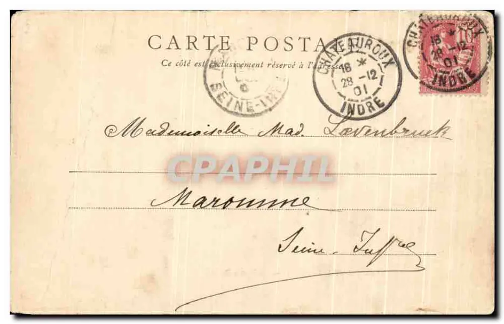 Château Raoul — Château de Châteauroux — Phototype G. Mahire, Argenton - Verso