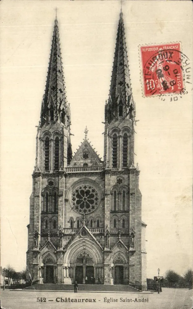 Châteauroux — Église Saint-André — éditeur imprimeur non visible, n° de série 542 - Frente