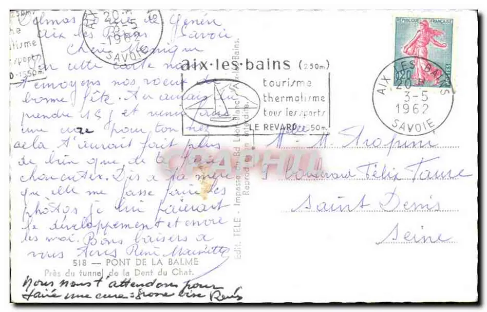 Pont de la Balme — vue du canyon du Rhône — éditeur TELE. Impression 518 - Rückseite