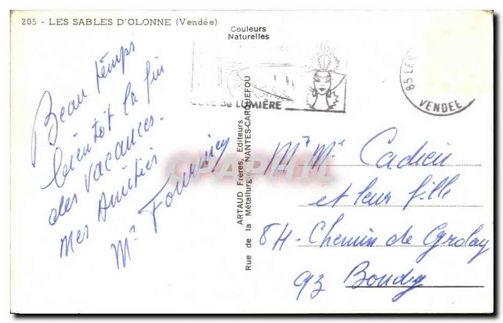 Les Sables d'Olonne — vista panorâmica e turística — Couleurs Naturelles, n°205 - Verso