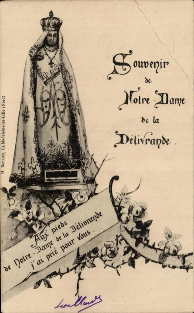 Notre-Dame de la Délivrande — statue ornée de fleurs et de fers — H. Bonamy, La Madeleine-les-Lille (Nord) - Vorderseite