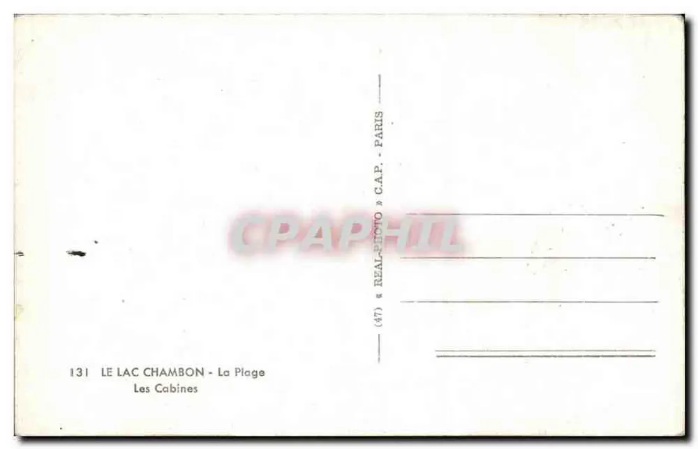 Lago Chambon — A Praia — As Cabines — C.A.P. — n°131 - Verso