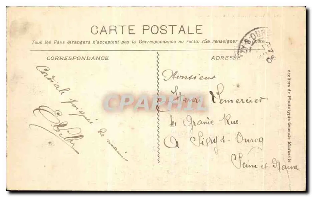 Marselha - A Catedral — editor Cabrié, n° 102 - Verso