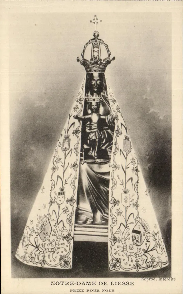 Unsere Frau von Liesse — gekrönte Statue, die das Jesuskind hält — Phototypie L. Blanmié, Reims - Vorderseite