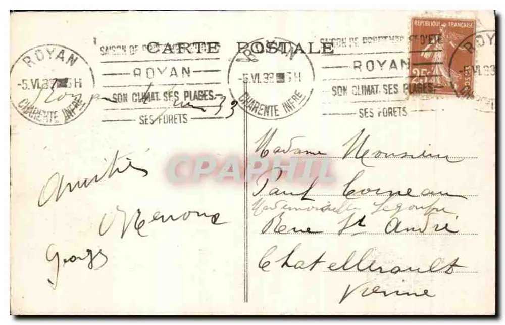 Casino de Royan — 1912 — Editor: Éditions Lévy - Verso