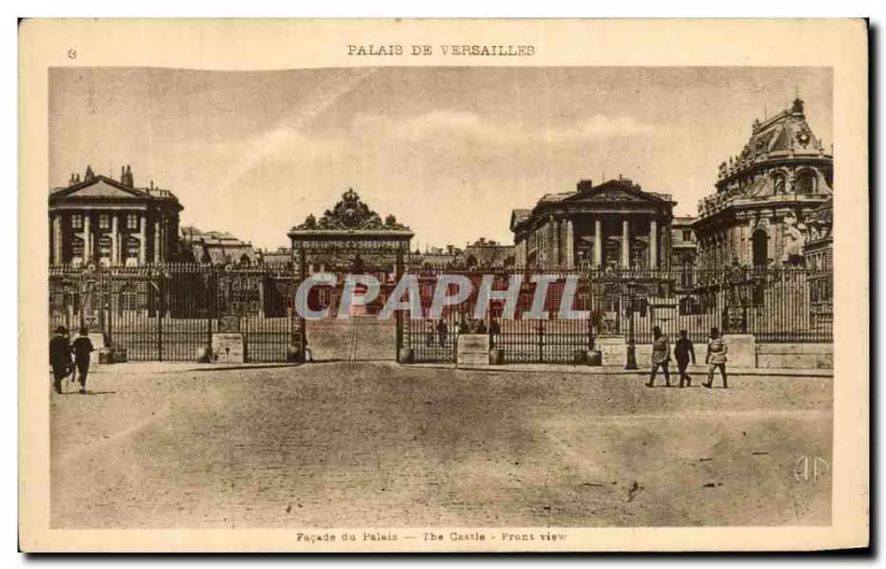 Palácio de Versalhes — Facha do Palácio — The Castle - Vista frontal — E. Papeghin, 24 Rue des Polices Écuries, Paris - Frente
