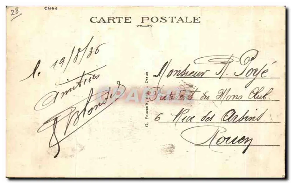Dreux — Kapelle Saint-Louis — G. Fourault, n°28 - Rückseite
