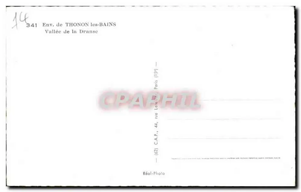 Vale da Dranse — Env. de THONON-LES-BAINS — C.A.P. (159) - Verso