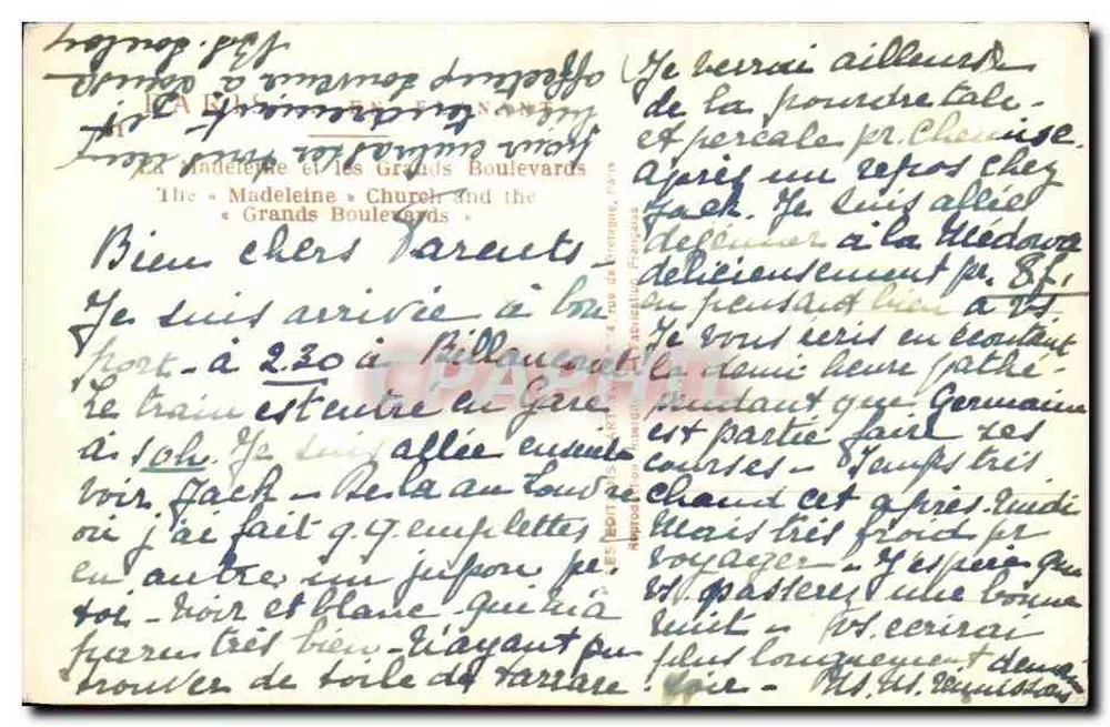 A Madeleine e os Grandes Boulevards — Paris — Yvon - Verso