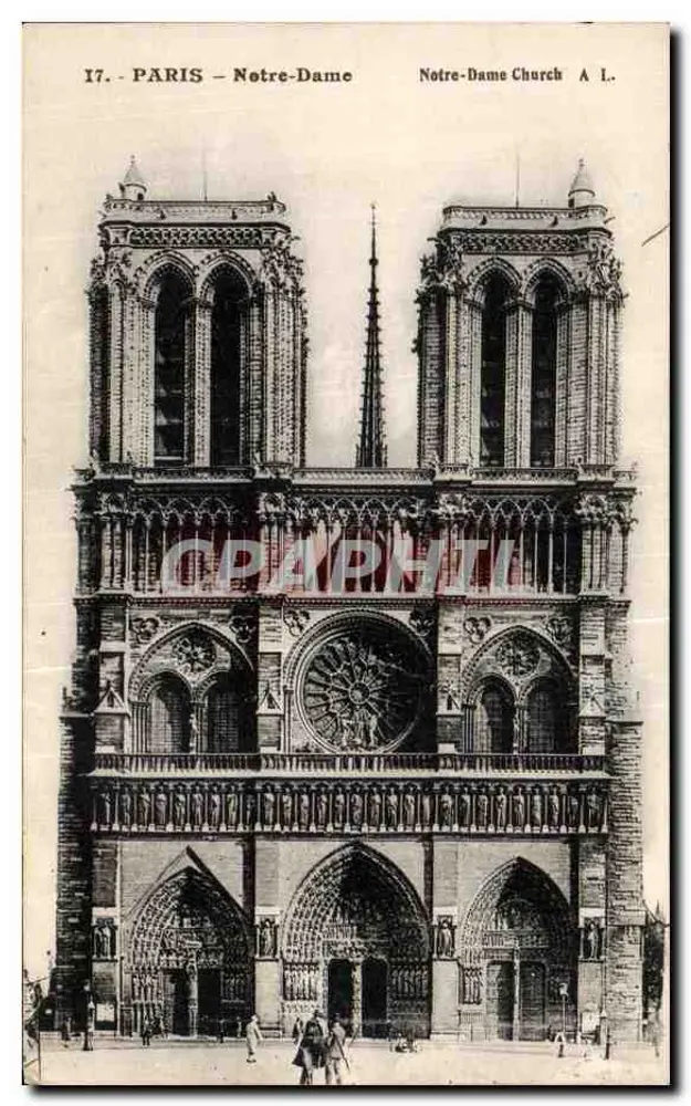 PARIS – Notre-Dame — façade de la cathédrale avec rosace centrale — éditeur A. L. - Awers