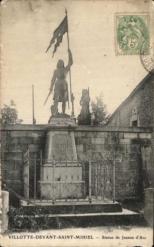 Villotte-devant-Saint-Mihiel — Estátua de Joana d'Arc — Placas Jongla - Frente
