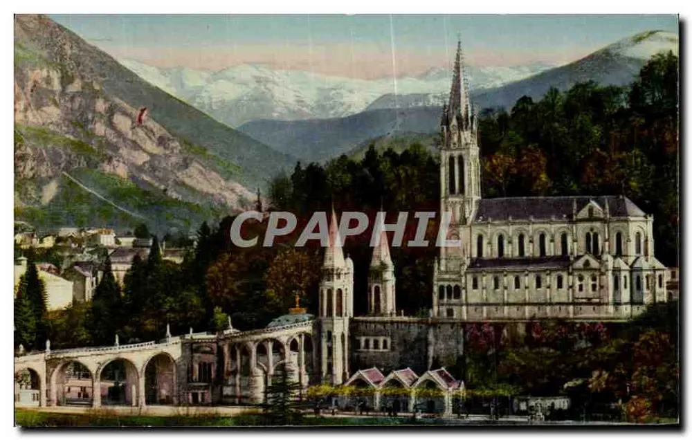Lourdes — A Basílica e as montanhas — Editions-Photo E. QUINAULT n°19 - Frente