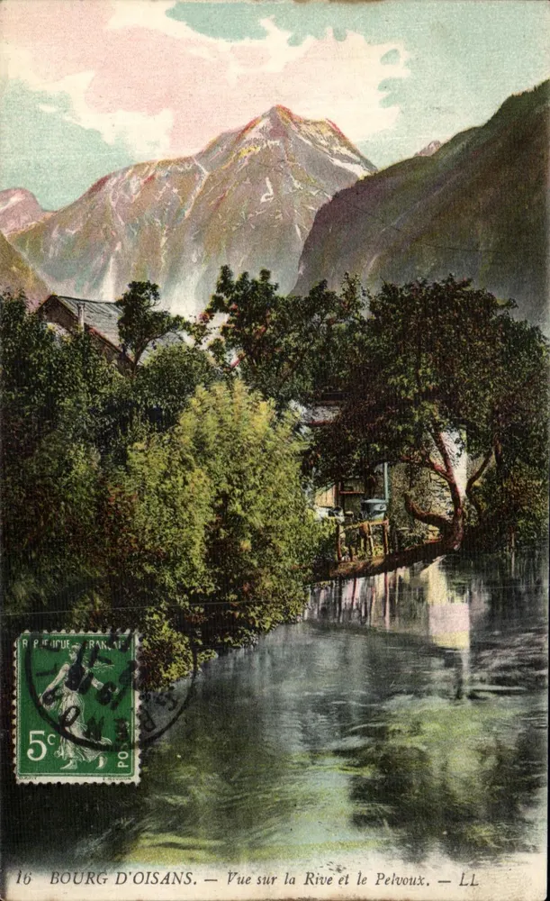Bourg-d'Oisans — Vista da Rive e do Pelvoux — R. Piquet, França, n°16 - Frente