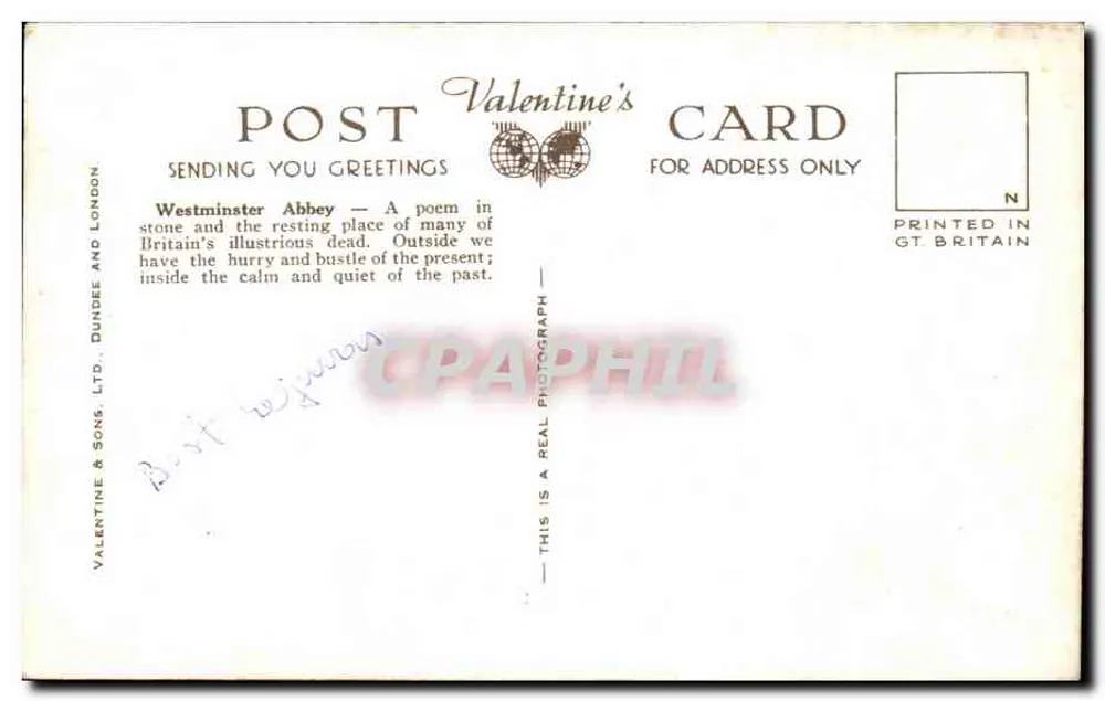 Abadia de Westminster, Londres — vista externa — Valentine & Sons Ltd, n° 16801 - Verso