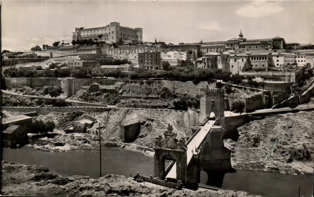 Toledo — Luftbild und Brücke Alcántara — L. Arrriba - Vorderseite