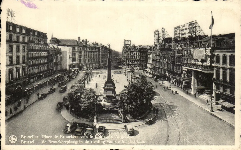 Place de Brouckère — Blick zum Boulevard Anspach — E. Thill, Serie I, n° 20 - Vorderseite