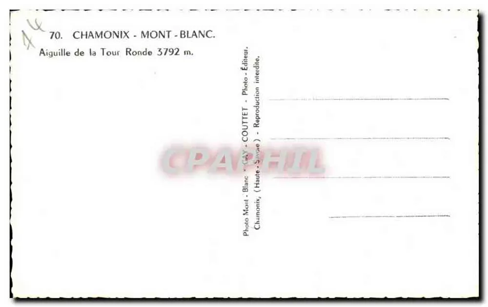 Nadel der Tour Ronde — Chamony-Mont-Blanc — Photo COUTTET - Rückseite