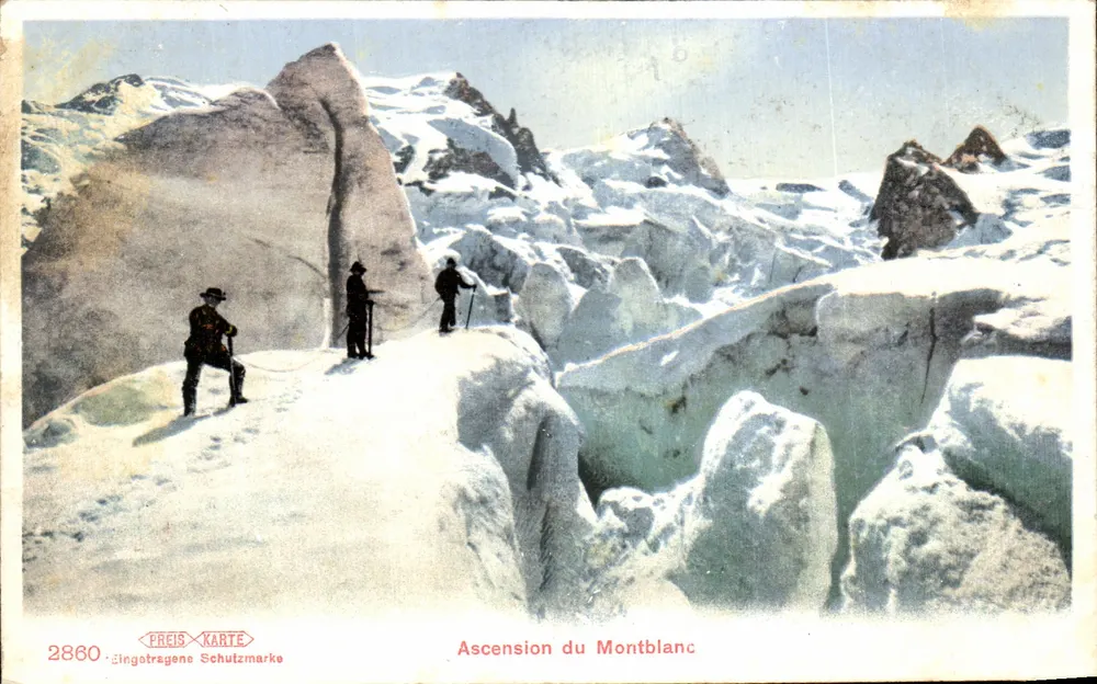 Ascensão do Montblanc — vista do glaciar — editor Ingotrsgene Schulzmarke, n° 2860 - Frente
