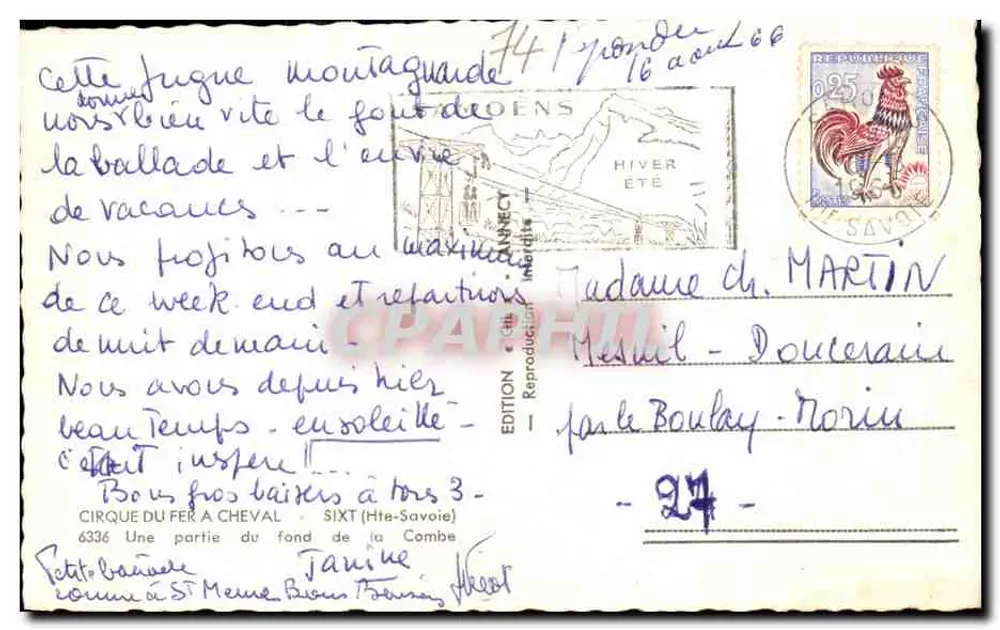 Cascade de la Combe — Cirque du Fer à Cheval — Edition CIRQUE DU FER À CHEVAL - Rückseite