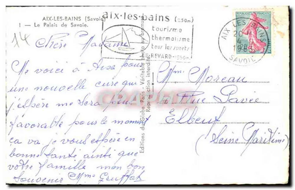 Aix-les-Bains — Palais de Savoie — Éditions BEVARD - Verso