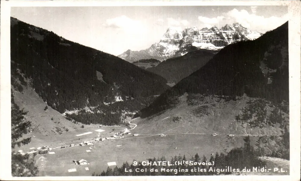 Châtel (Haute-Savoie) — Ansicht des Col de Morgins und der Aiguilles du Midi — P.L. - Vorderseite