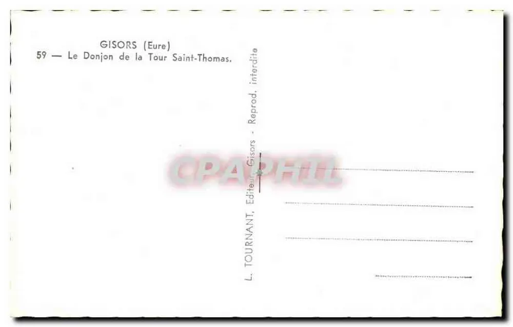 Gisors (Eure) - O Donjon da Torre São Tomás - L. Tournant, Editor Gisors - Verso