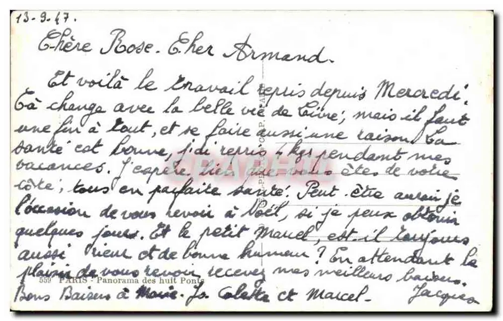 Paris — Panorama dos oito Pontes — n°559 - Verso