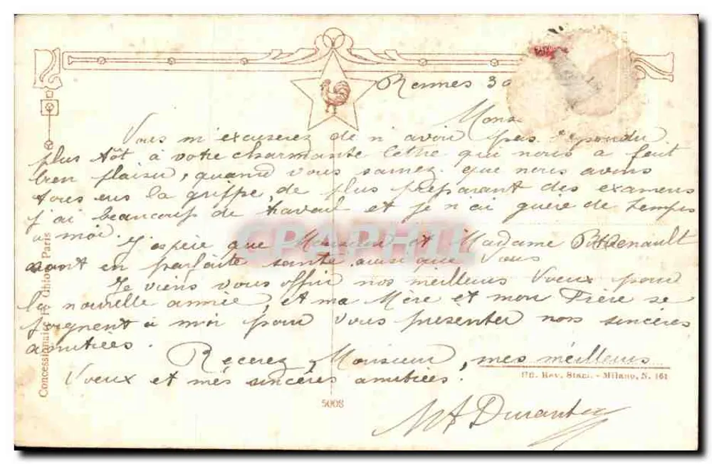 Winterlandschap met windmolen — uitgever Concessionnaire de l'Imprimerie de Paris, n° 5008 - Achterkant