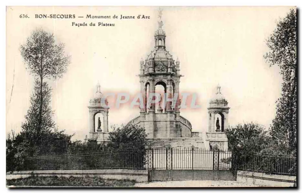 Bonsecours — Monument de Jeanne d'Arc — Façade du Plateau - Frente