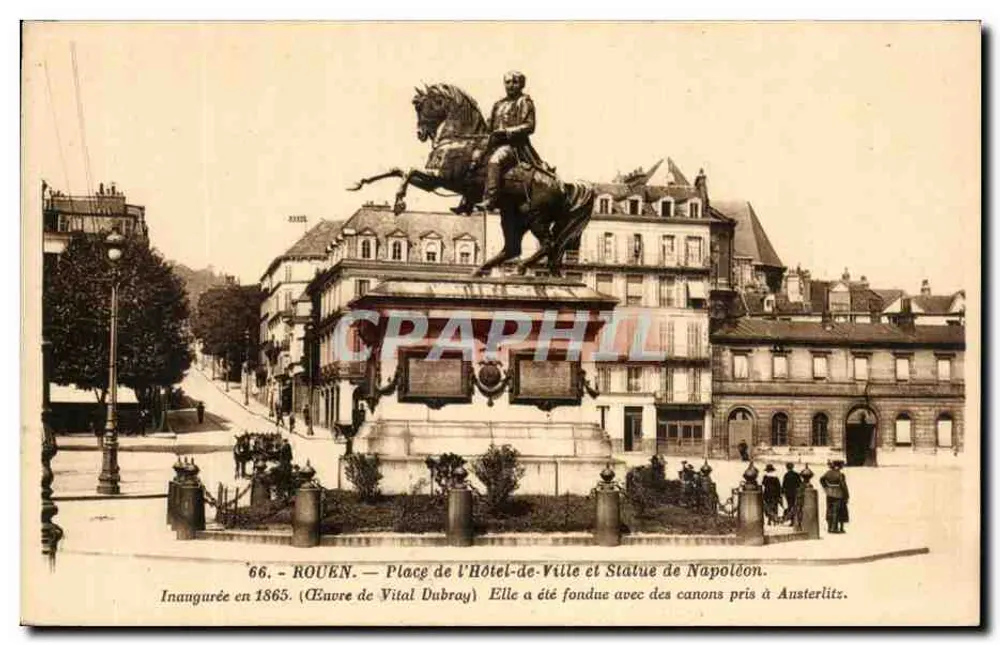 Rouen — Place de l'Hôtel-de-Ville und Statue Napoleons — G. Artaud, Verleger, Nantes - Vorderseite