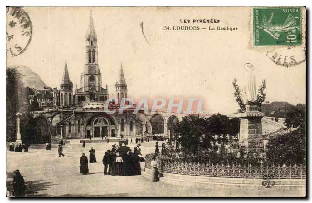 Lourdes — A Basílica — Editor Les Pyrénées, n° 154 - Frente