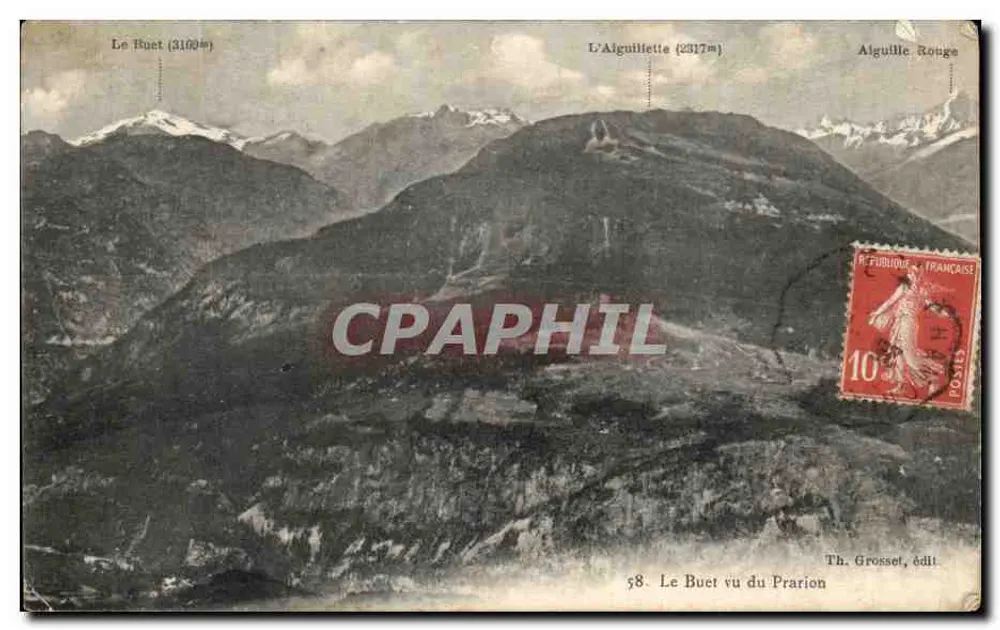 Il Buet visto dal Prarion — vista alpina — Th. Grosset, editore - Recto