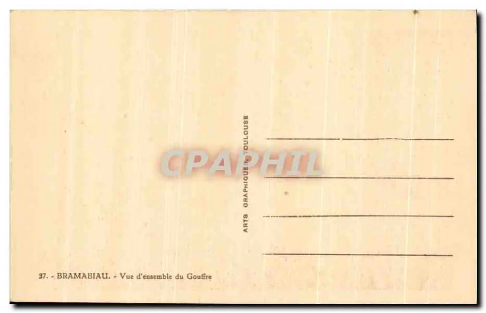 Gouffre de Bramabiau — Vista geral — Arts Graphique Toulouse, n°37 - Verso