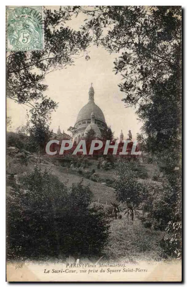 Paris (Alt-Montmartre) — Der Sacré-Cœur, Aufnahme vom Square Saint-Pierre — ND Paris, n° 508 - Vorderseite