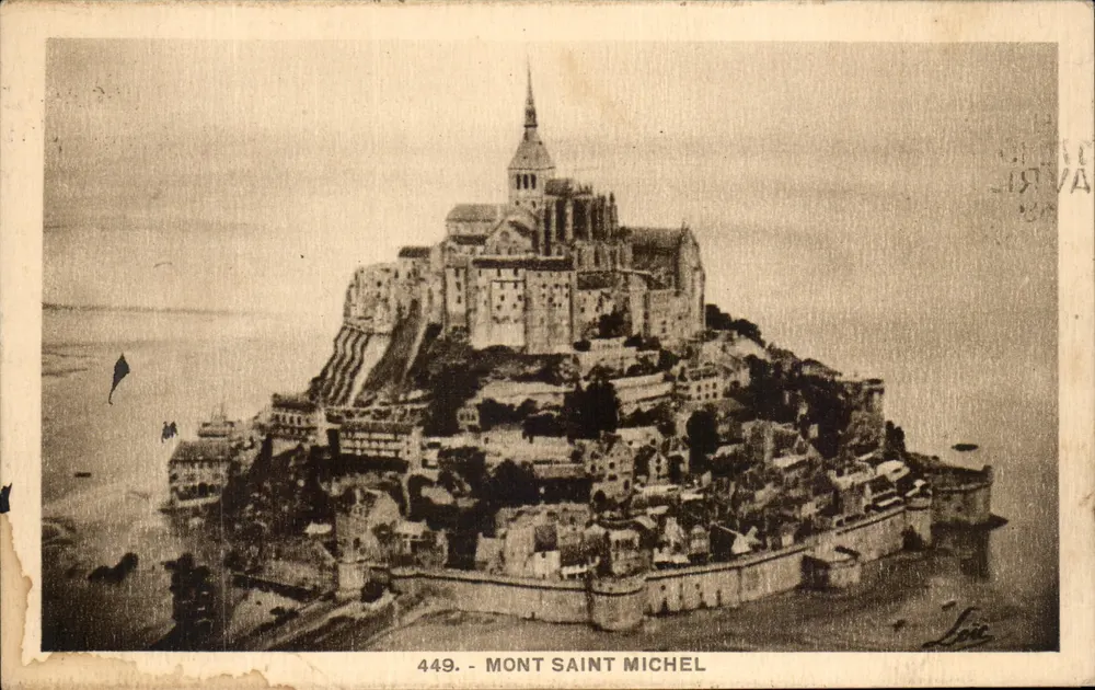 Monte Saint Michel — vista aérea — editor L. Léon, n° 449 - Frente