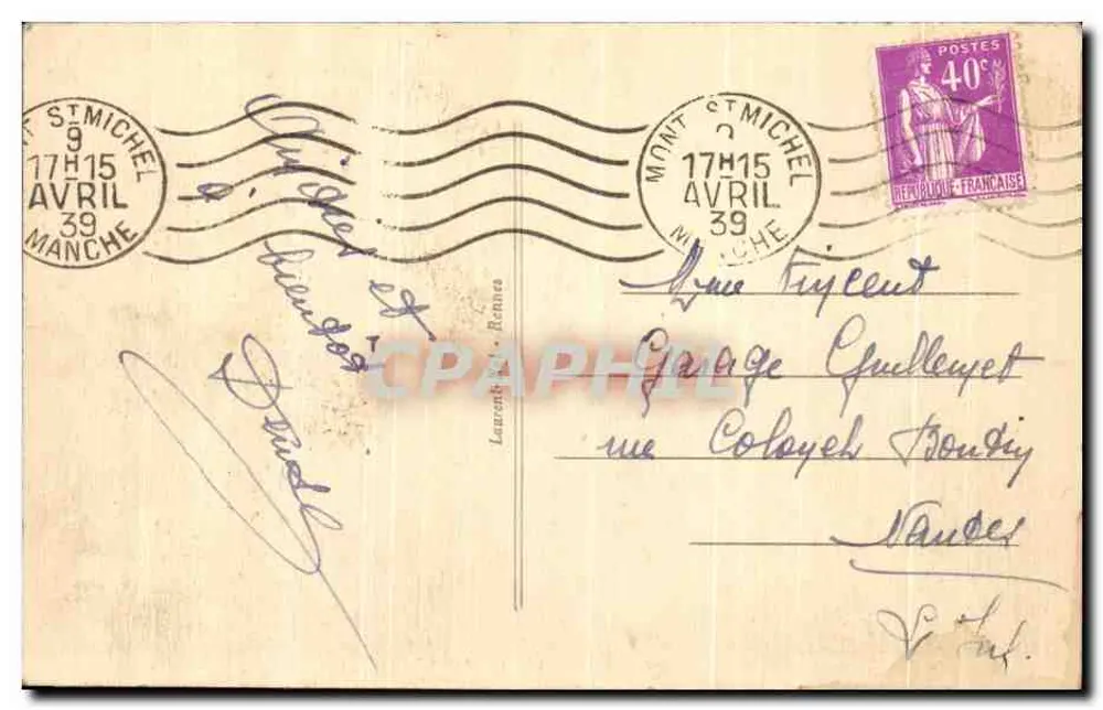 Monte Saint Michel — vista aérea — editor L. Léon, n° 449 - Verso