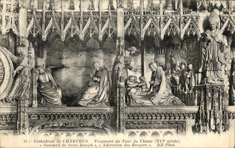 Kathedrale von Chartres — Fragment des Chorumschritts (16. Jahrhundert) — « Schlaf des heiligen Joseph », « Anbetung der Hirten » — ND Fotografie - Vorderseite